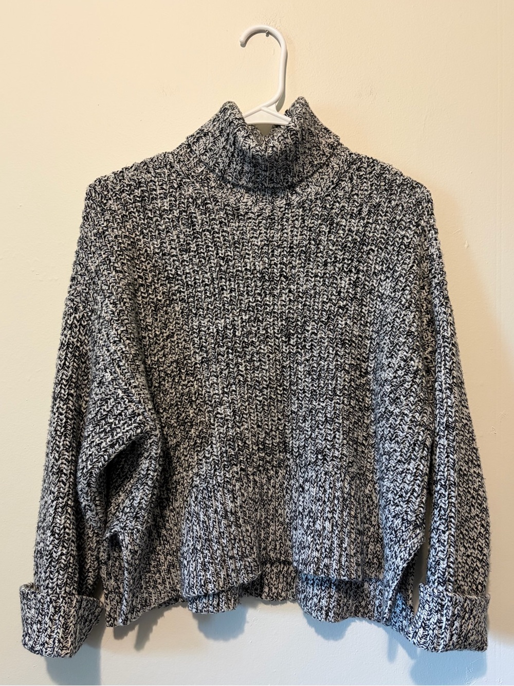 Madewell Marled Black and White Turtleneck Sweater